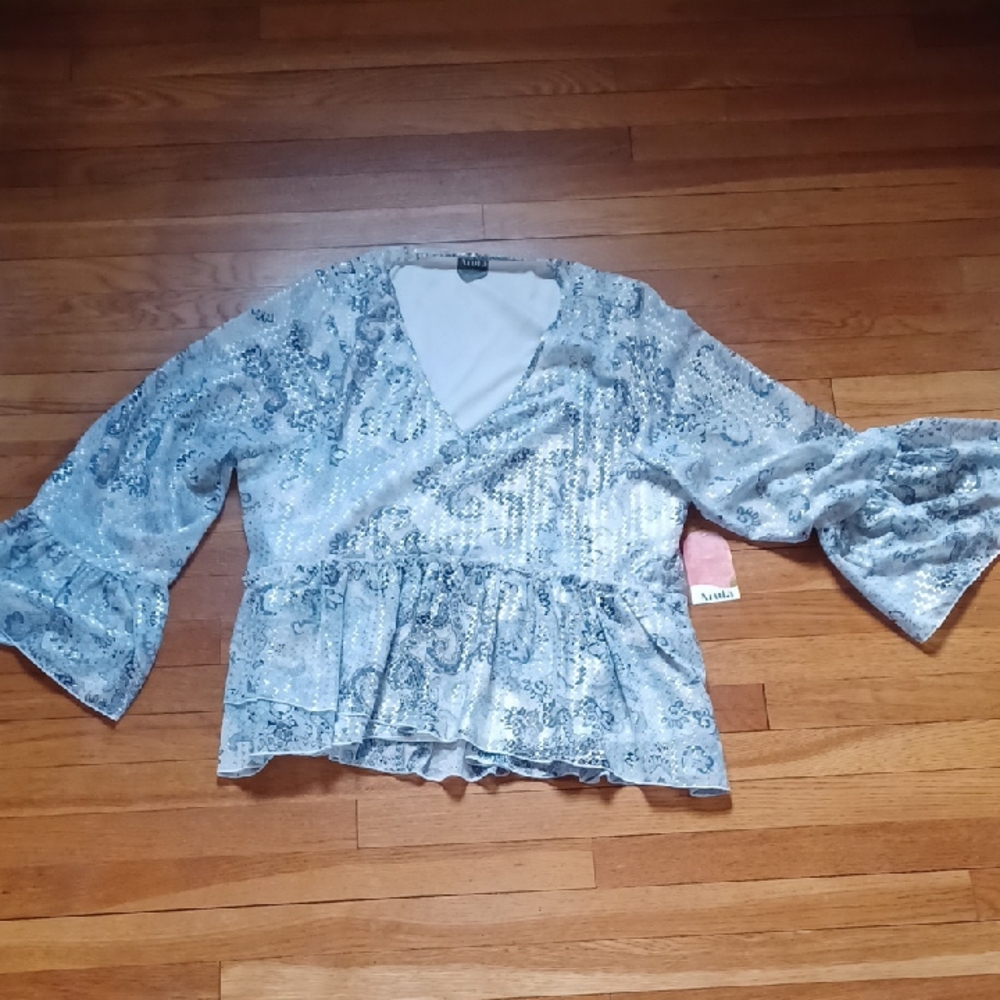 Arula Peplum Paisley Boho Blouse (NWT)